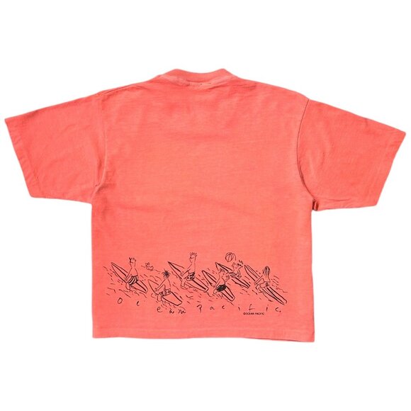 90s Vintage Ocean Pacific T-shirt Out to Surf Cartoon Single Stitch OP Crop Top. - Picture 4 of 8